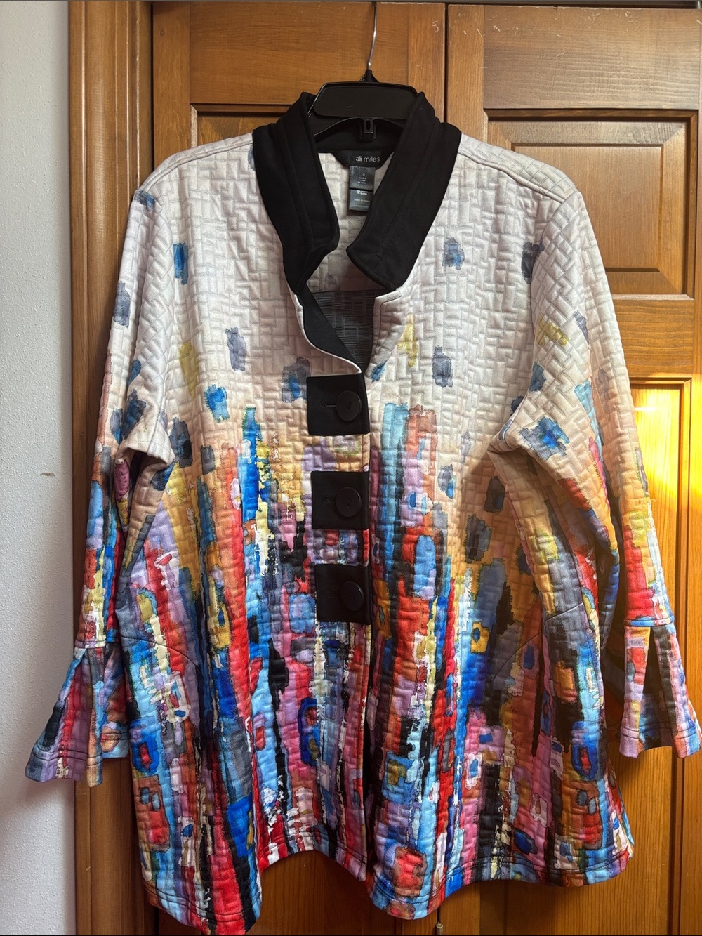 Ali Miles Quilted Multicolor jacket with Black Trim